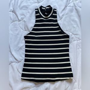 Striped Tank Top with high neckline and mesh back